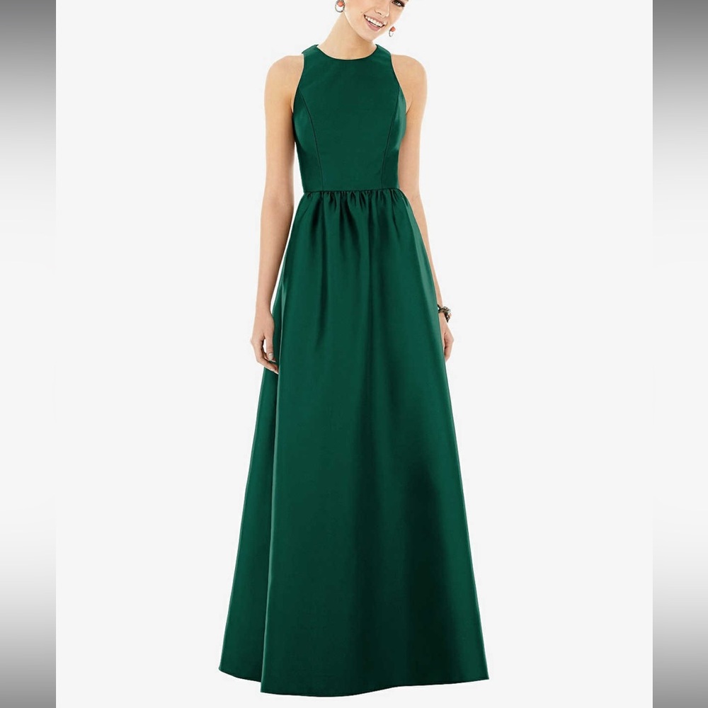 Dessy Alfred Sung D707 Hunter Green Satin Twill Bridesmaid Dress 18